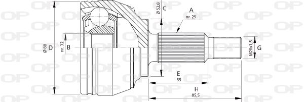 OPEN PARTS Шарнирный комплект, приводной вал CVJ5697.10